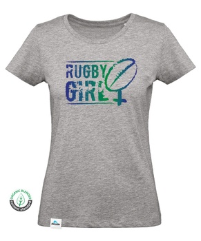 [B.7.4.VE.XS] T-shirt Rugby Girl Logo Verde Mulher  (XS)