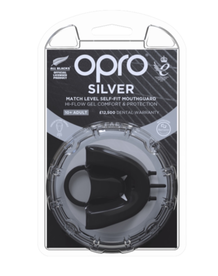 Protector Bucal Rugby OPRO Silver Adult New Zealand RFU