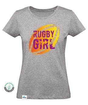 [B.7.3.NA.XS] T-shirt Rugby Girl Bola Laranja Mulher (XS)