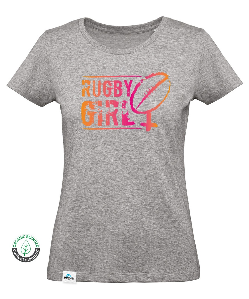T-shirt Rugby Girl Logo Rose Femme