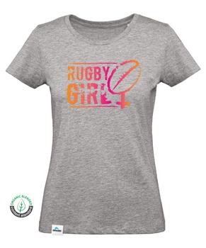 [B.7.4.ROS.XS] T-shirt Rugby Girl Logo Roz Femei (XS)