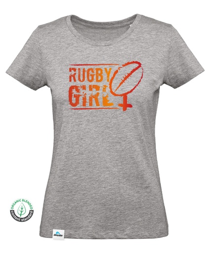 [B.7.4.NA] T-shirt Rugby Girl Logo Orange Femme