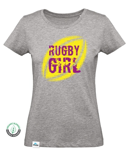 [B.7.3.AM] T-shirt Rugby Girl Ballon Jaune Femme 